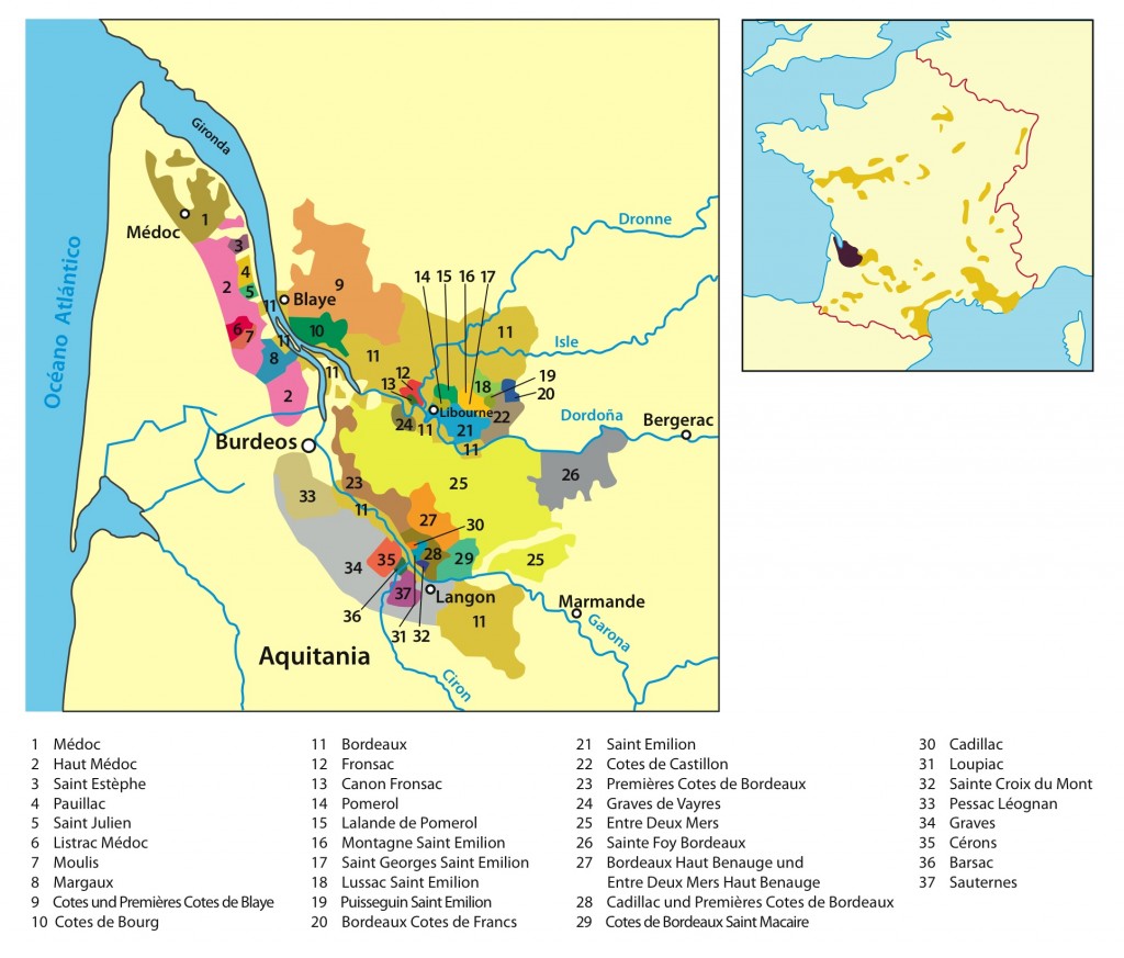 Burdeos mapa