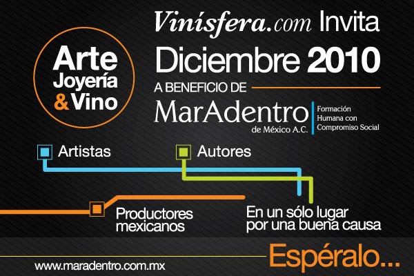 Se unen artistas, autores, productores y distribuidores de vino a favor de la juventud: Arte, Joya y Vino 2010.
