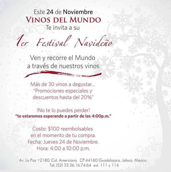 Festival Navideño Vinos del Mundo, en Guadalajara.